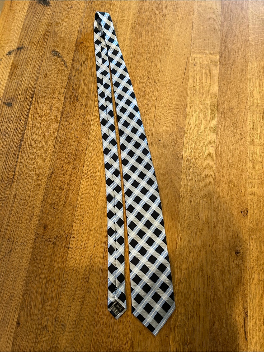 Alexander Julian Black and White Plaid Silk Tie